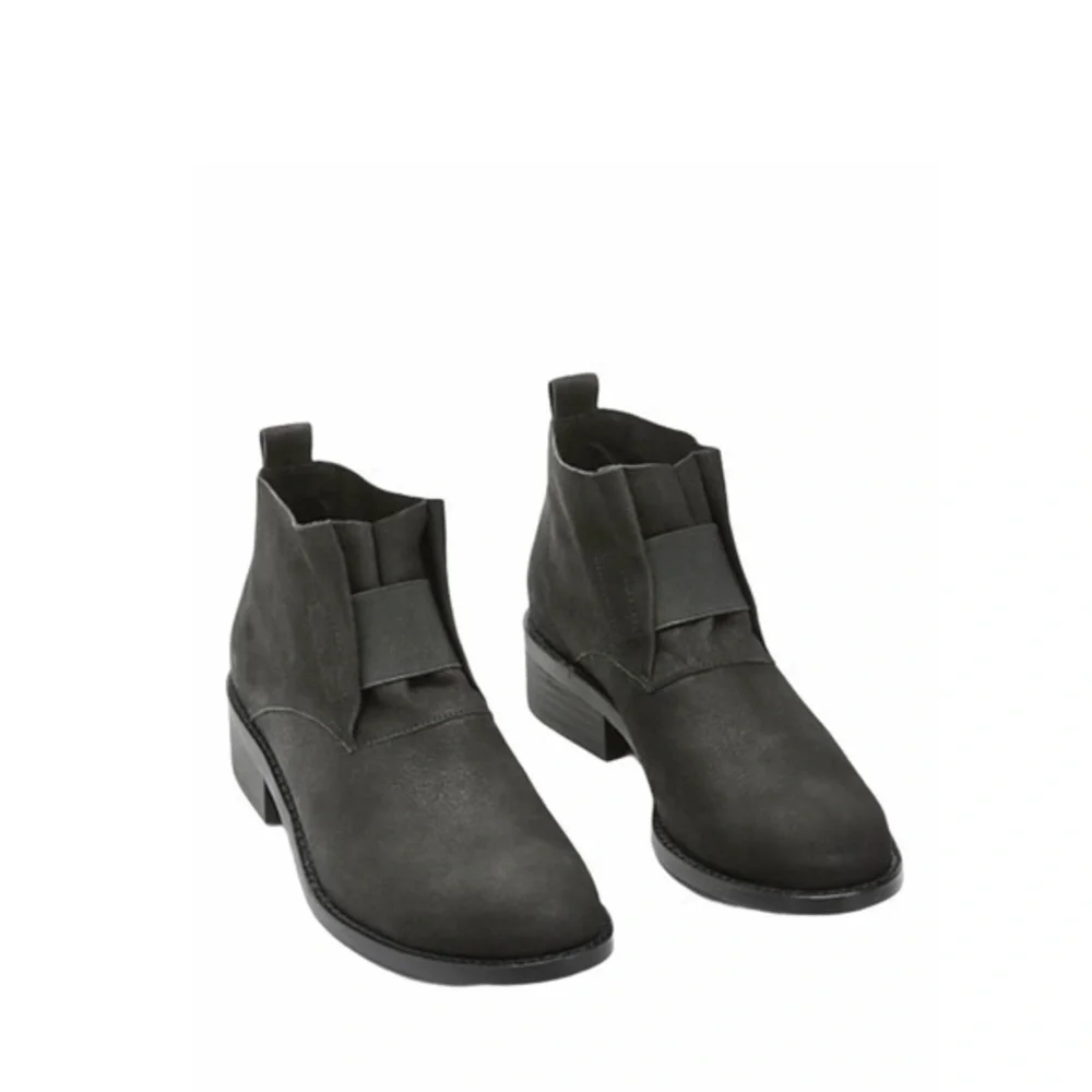 Eileen Fisher Soul Black Nubuck Desert Slip On Ankle Boots‎